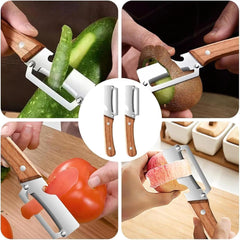 2 in 1 Vegetable Peeler with Wooden Handle