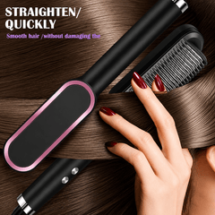 2-in-1 Tourmaline Ceramic Hair Straightening & Curling Brush